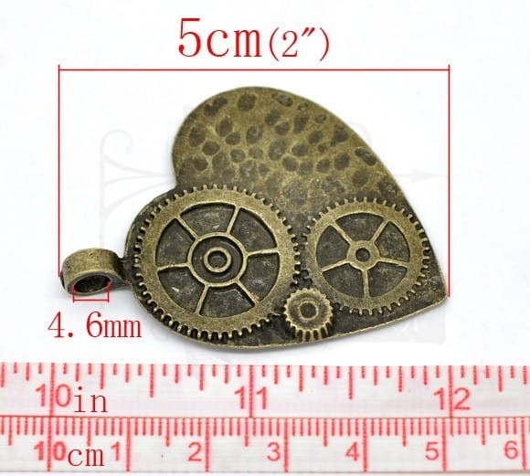 Steampunkowe serce metalowe brąz
