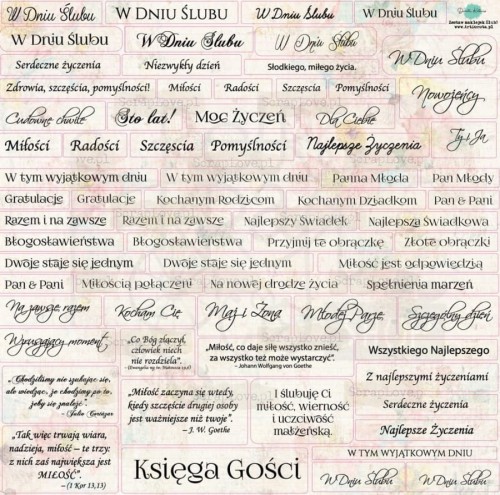 Naklejki do scrapbookingu i art journalingu Napisy ślubne pastelowe - ScrapLove