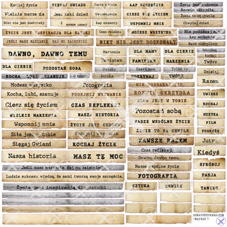 Naklejki do scrapbookingu i art journalingu Napisy 1 - ScrapLove