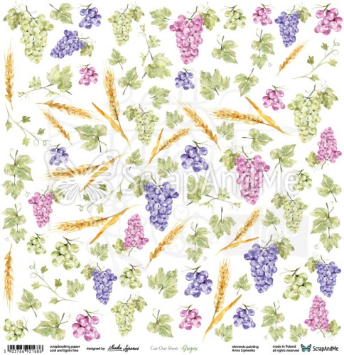 Papier 30x30 Grapes elementy do wycinania CB2-17 ScrapAndMe
