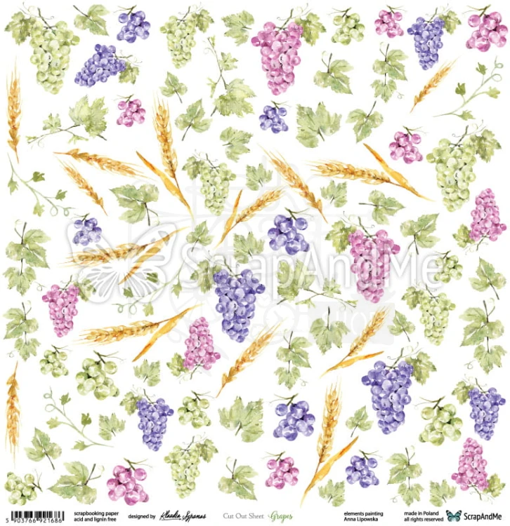 Papier 30x30 Grapes elementy do wycinania CB2-17 ScrapAndMe