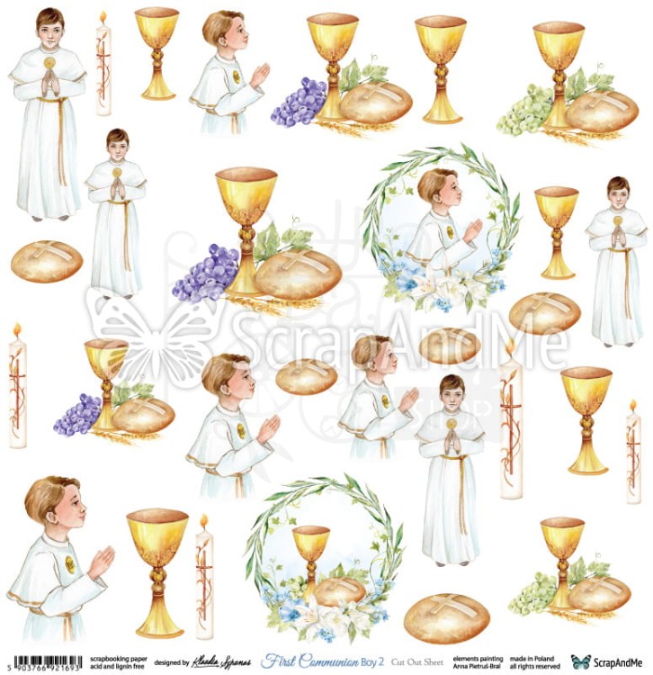Papier 30x30 First Communion Boy 2 elementy do wycinania FCB-02 ScrapAndMe