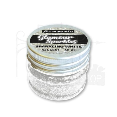 Kamyczki błyszczące Glamour Sparkles Białe 40g K3GGS01 Stamperia