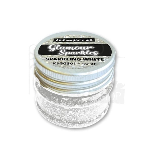 Kamyczki błyszczące Glamour Sparkles Białe 40g K3GGS01 Stamperia