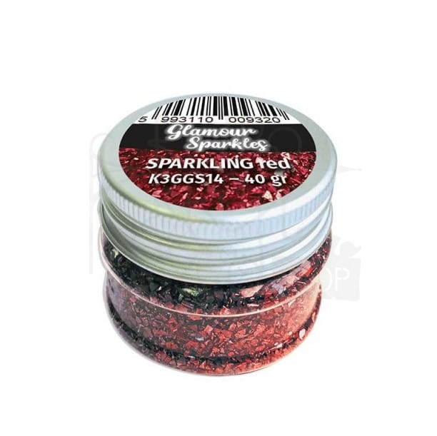 Kamyczki błyszczące Glamour Sparkles Czerwone 40g K3GGS14 Stamperia