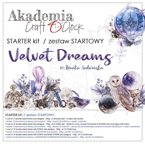 Zestaw startowy 30x30 Velvet Dreams CC-AK03-VD Craft O'Clock