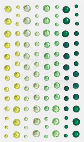 Kryształki samoprzylepne zielone 3-4-5-6mm 104szt Galeria Papieru
