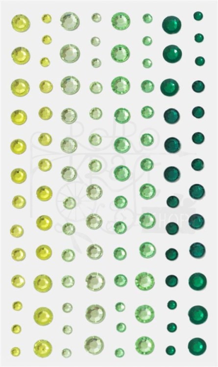 Kryształki samoprzylepne zielone 3-4-5-6mm 104szt Galeria Papieru