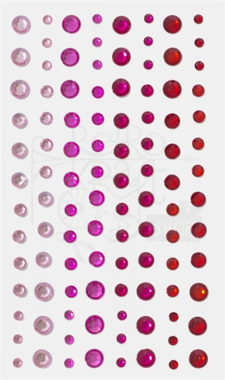 Kryształki samoprzylepne czerwone 3-4-5-6mm 104szt Galeria Papieru