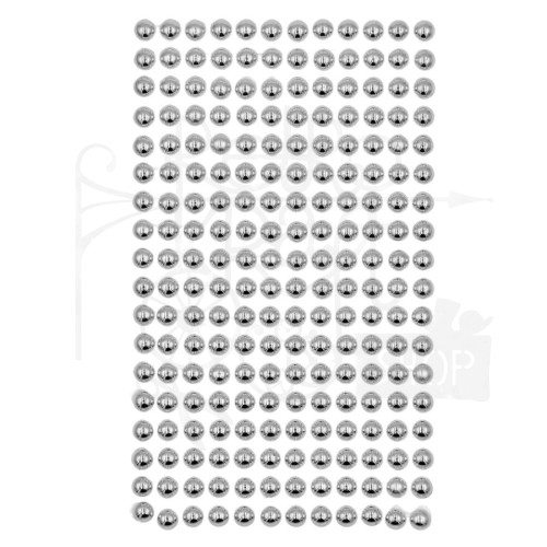 Naklejki perełki samoprzylepne srebrne 5mm 216 szt