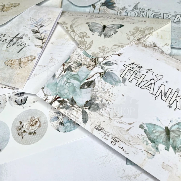 Zestaw karty koperty rub-ons Serenity Card Kit 18szt VAS38138 49 and Market