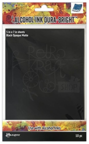 Podłoże Tim Holtz Alcohol Ink Dura-Bright Black Opaque Matte 10szt TAC81067 Ranger