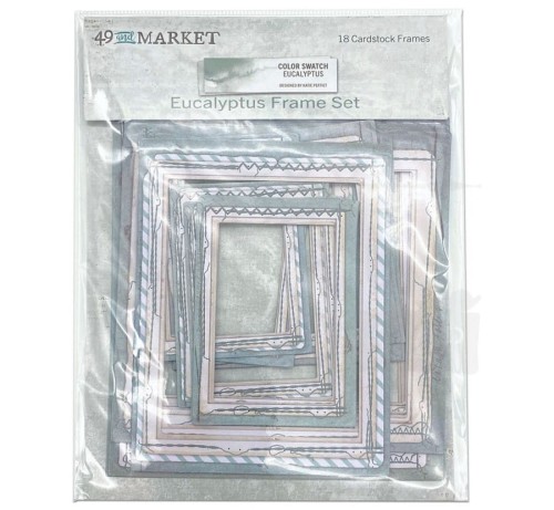 Odoby tekturowe ramki z przeszyciami Eucalyptus Frame Set 18szt CSE39944 49 and Market