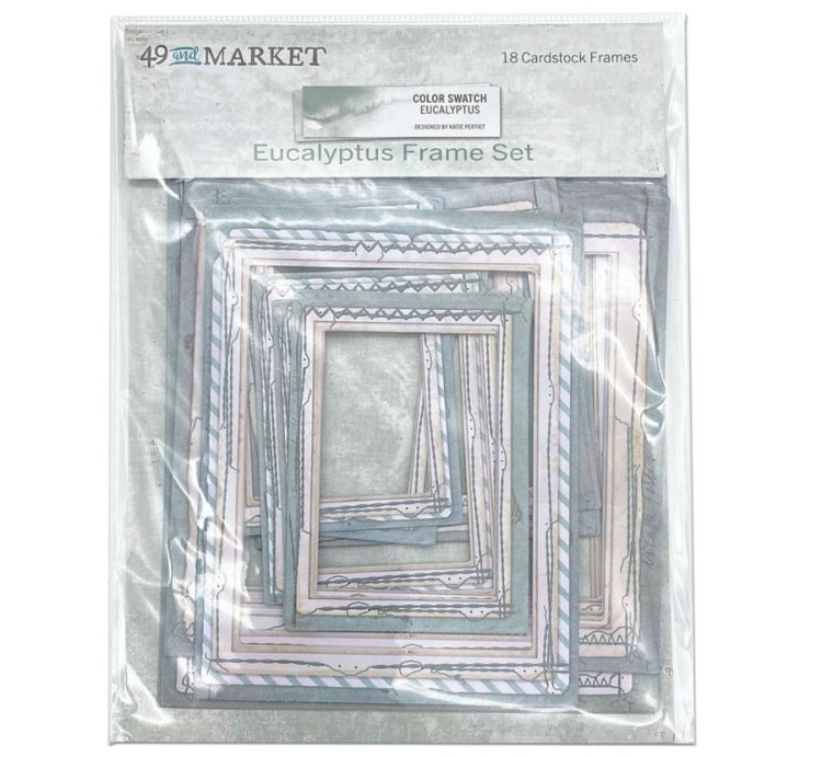 Odoby tekturowe ramki z przeszyciami Eucalyptus Frame Set 18szt CSE39944 49 and Market