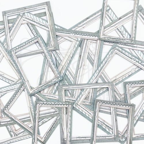Odoby tekturowe ramki z przeszyciami Eucalyptus Frame Set 18szt CSE39944 49 and Market