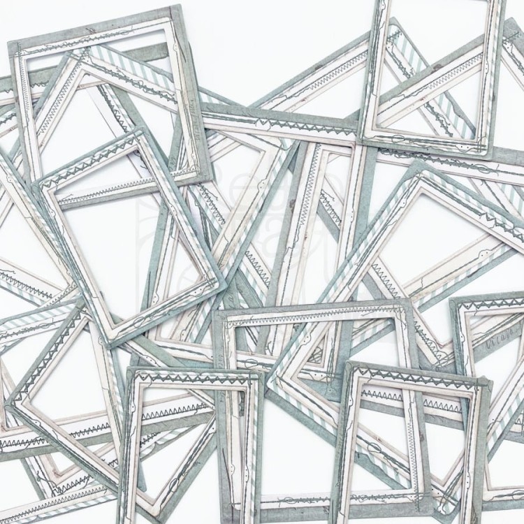 Odoby tekturowe ramki z przeszyciami Eucalyptus Frame Set 18szt CSE39944 49 and Market