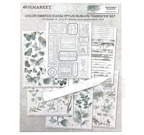 Rub-on transfer 15x20cm Eucalyptus 6 arkuszy CSE39869 49 and Market