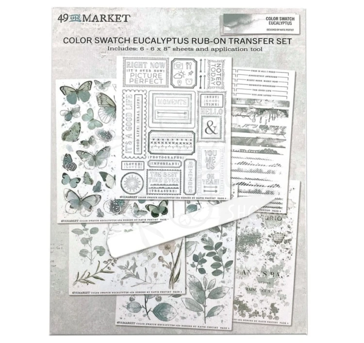 Rub-on transfer 15x20cm Eucalyptus 6 arkuszy CSE39869 49 and Market