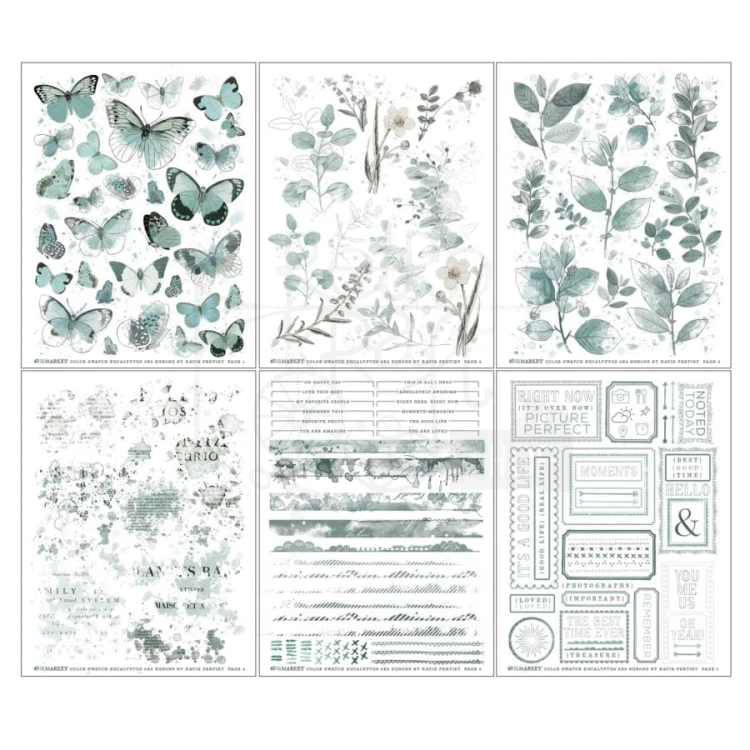 Rub-on transfer 15x20cm Eucalyptus 6 arkuszy CSE39869 49 and Market