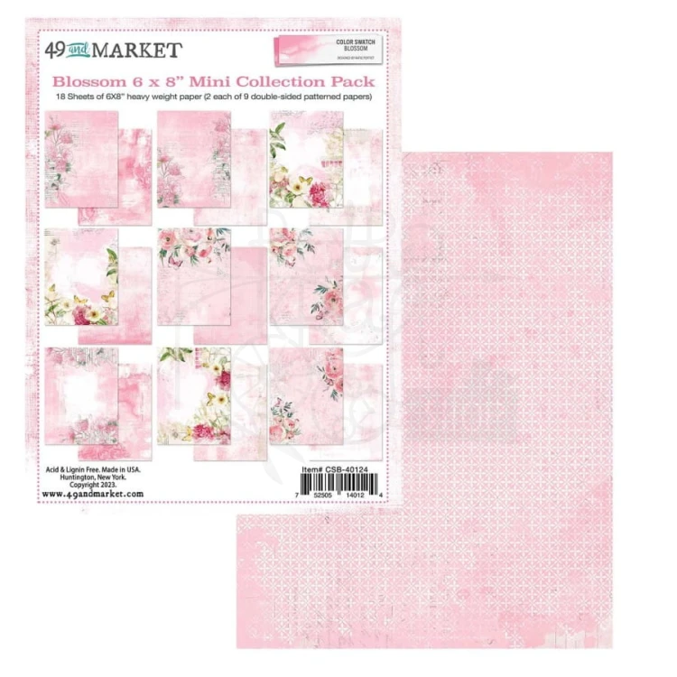 Zestaw papierów 15x20 Blossom Mini Collection Pack 18 arkuszy CSB40124 49 and Market