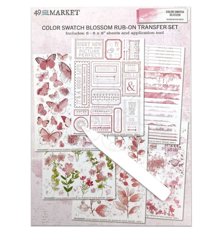 Rub-on transfer 15x20cm Blossom 6 arkuszy CSB40094 49 and Market