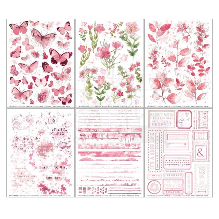 Rub-on transfer 15x20cm Blossom 6 arkuszy CSB40094 49 and Market