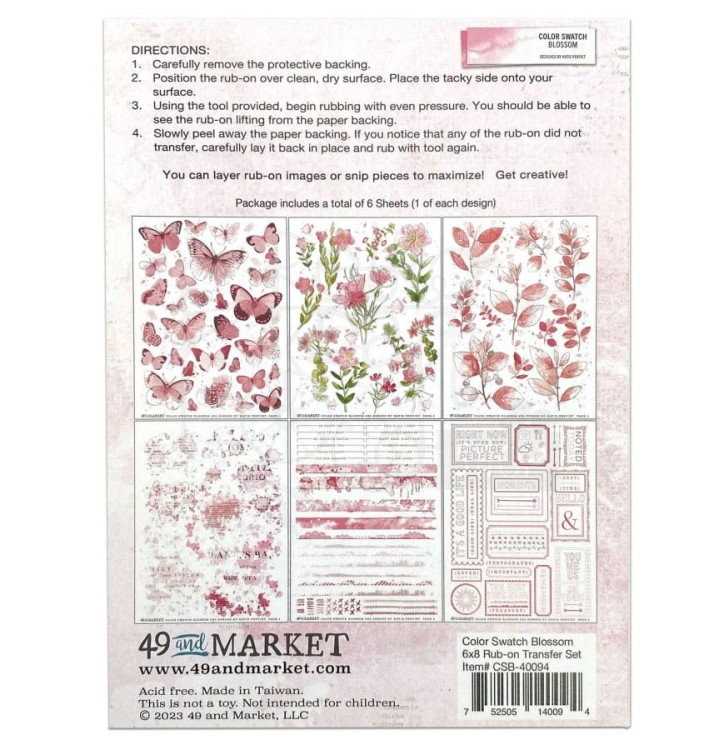 Rub-on transfer 15x20cm Blossom 6 arkuszy CSB40094 49 and Market