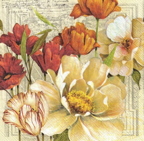 Serwetka 33x33 - Kwiaty tło 2