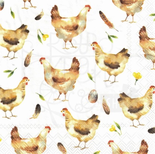 Serwetka 25x25 - Kury jajka piórka Wielkanoc
