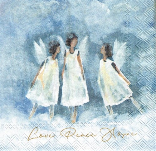 Serwetka 25x25 - Aniołki love peace hope