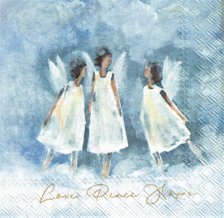 Serwetka 25x25 - Aniołki love peace hope