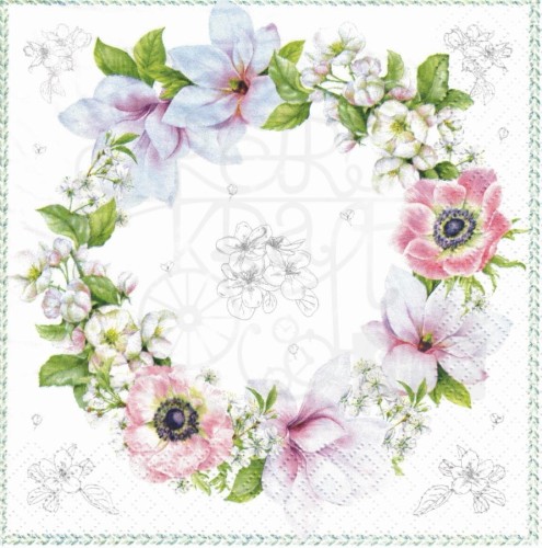 Serwetka 33x33 - Wianek z magnoliami
