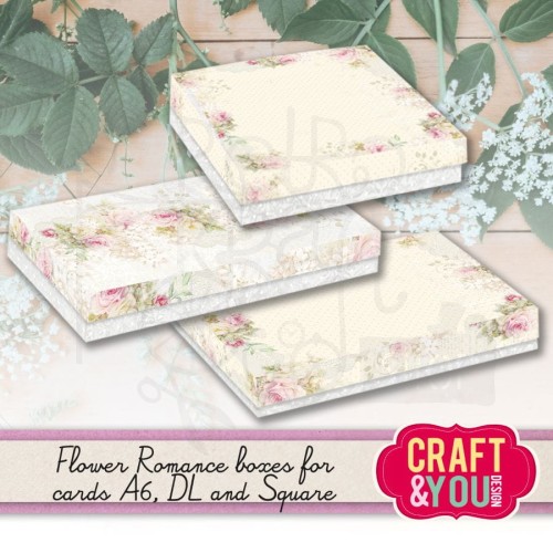 Pudełko pełne niskie kwadratowe - Flower Romance CP-BOX-SQ-FR Craft&amp;You Design