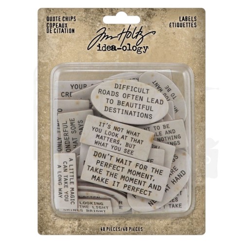 Ozdoby tekturowe etykiety Idea-Ology Chipboard Quote Chips Labels 48szt TH94320 Tim Holtz