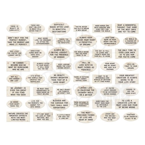 Ozdoby tekturowe etykiety Idea-Ology Chipboard Quote Chips Labels 48szt TH94320 Tim Holtz