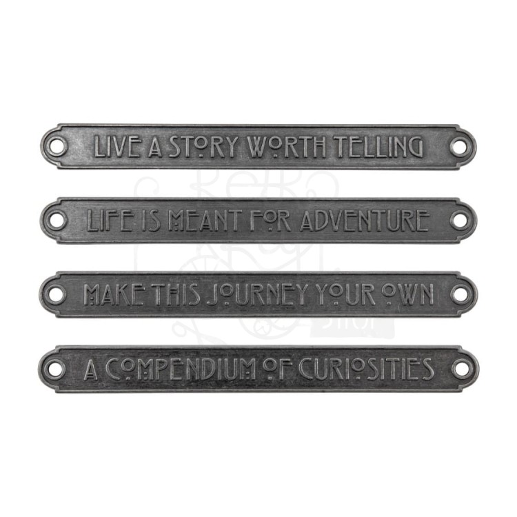 Ozdoby metalowe plakietki duże Idea-Ology Metal Word Plaques Large 4szt TH94329 Tim Holtz