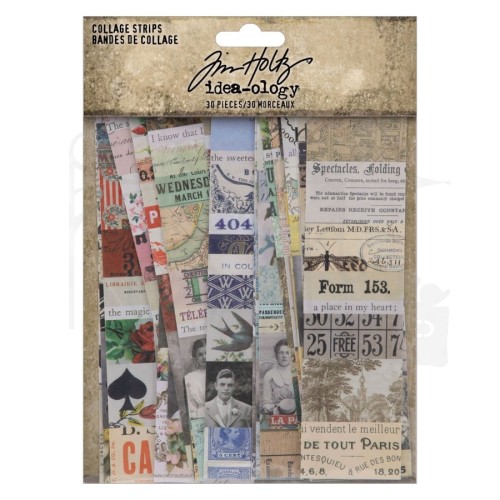 Ozdoby papierowe paski Idea-Ology Collage Strips 30szt TH94328 Tim Holtz