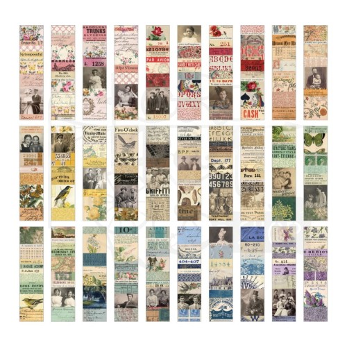 Ozdoby papierowe paski Idea-Ology Collage Strips 30szt TH94328 Tim Holtz