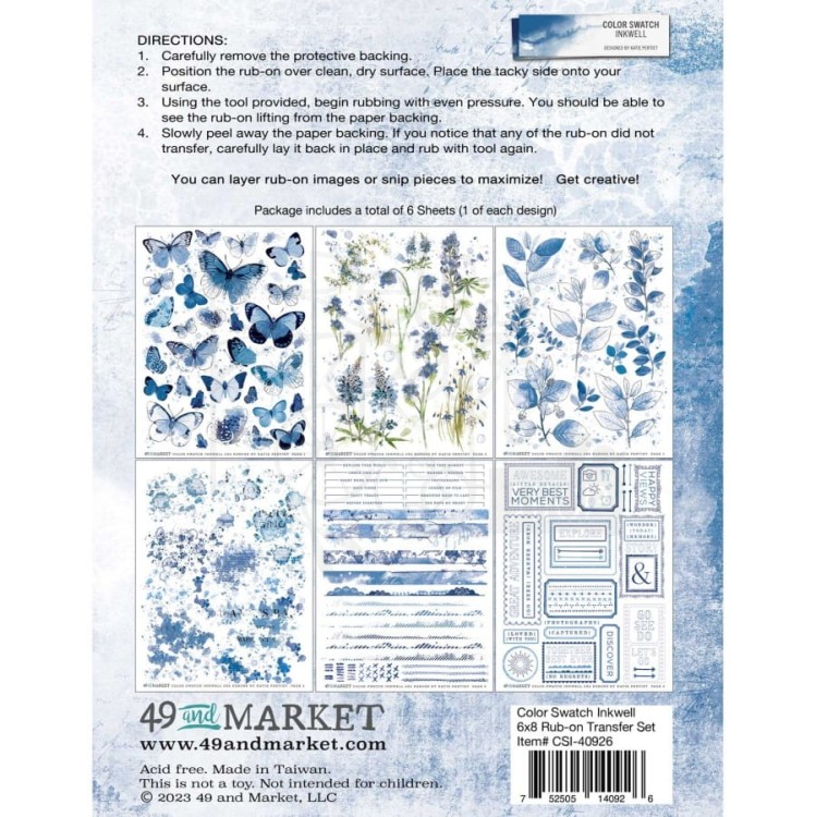 Rub-on transfer 15x20cm Color Swatch Inkwell 6 arkuszy CSI40926 49 and Market