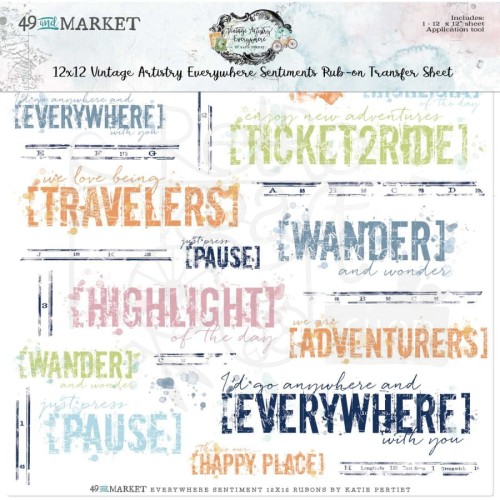 Rub-on transfer 30x30cm Vintage Artistry Everywhere Sentiments 1 arkusz VAE40681 49 and Market