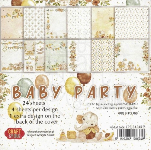 Zestaw papierów 15x15 Baby Party CPB-BAPAR15 Craft&amp;You Design