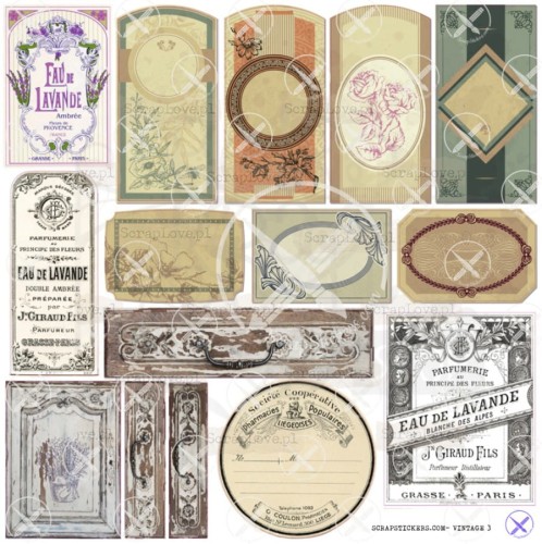 Naklejki do scrapbookingu i art journalingu Vintage 3 ScrapLove