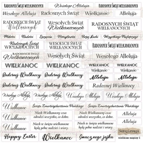 Naklejki do scrapbookingu i art journalingu Wielkanoc napisy PL białe ScrapLove