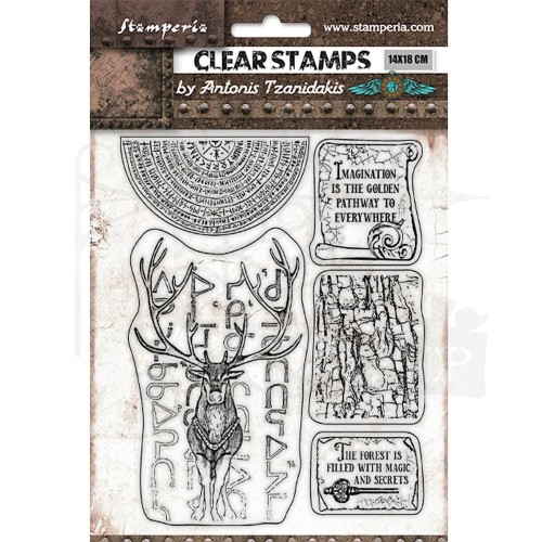 Stempel akrylowy 14x18cm Magic Forest Deer Jeleń WTK170 Stamperia