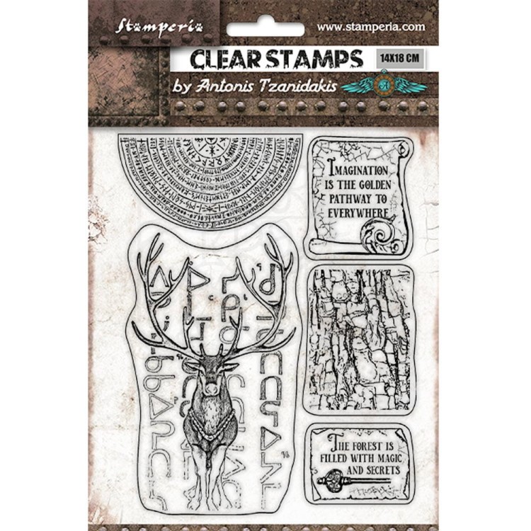Stempel akrylowy 14x18cm Magic Forest Deer Jeleń WTK170 Stamperia