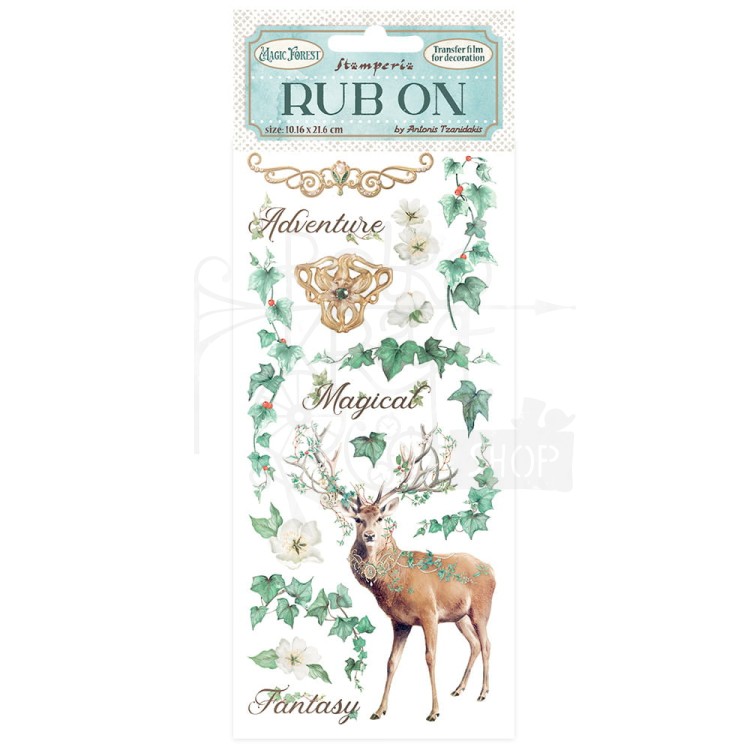 Rub-on transfer 10x21.6cm Magic Forest Deer Jeleń DFLRB20 Stamperia