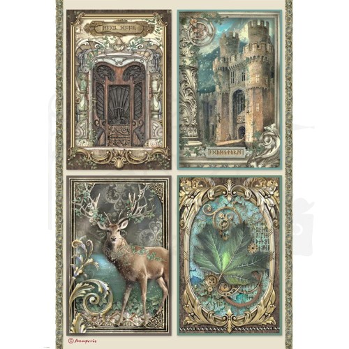 Papier ryżowy A4 Magic Forest Cards 4 Karty DFSA4751 Stamperia