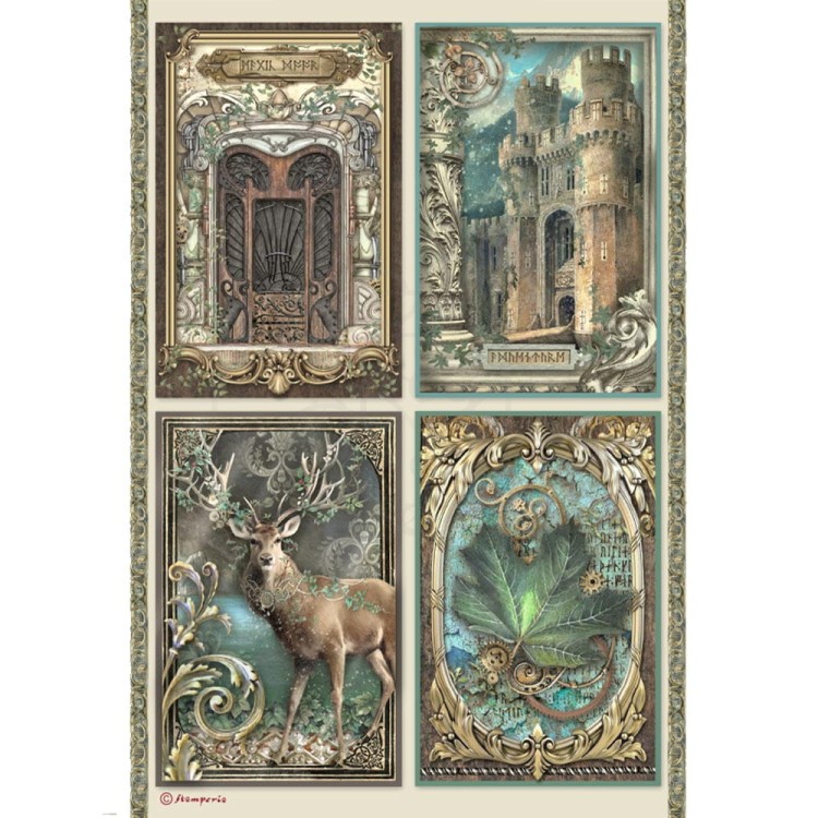 Papier ryżowy A4 Magic Forest Cards 4 Karty DFSA4751 Stamperia