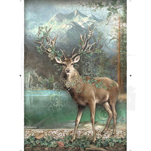 Papier ryżowy A4 Magic Forest Deer Jeleń DFSA4750 Stamperia