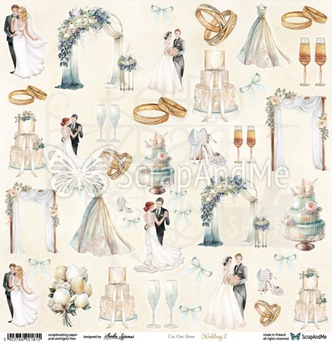 Papier 30x30 Wedding 2 elementy do wycinania W-2 ScrapAndMe
